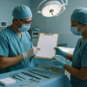 Surgical error medical malpractice Maine concept shown in a carefully prepared operating room